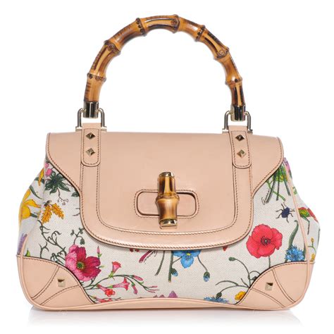 gucci bamboo handle floral bag|gucci bamboo bag 2022.